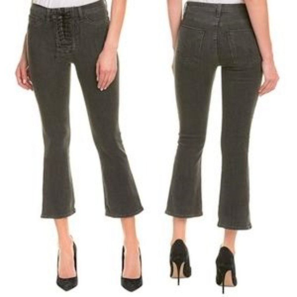 Hudson Bullocks High Rise Lace Up Cropped Boot Jean in Dark Gray
